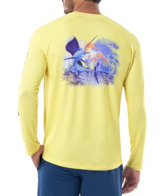 Guy Harvey - Men's Sunset Sailfish Moisture-Wicking UPF 50 Logo Graphic Raglan-Sleeve T-Shirt