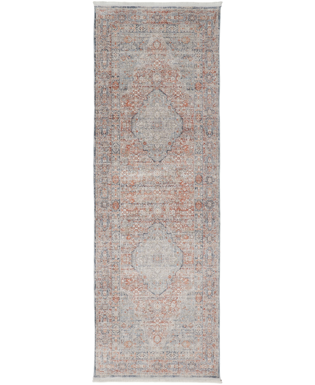 Simply Woven Marquette R3778 2'8" X 8' Runner Area Rug In Rust,blue