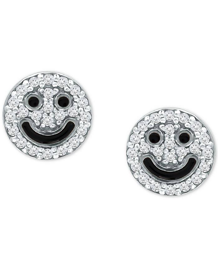 Giani Bernini Cubic Zirconia & Black Enamel Smile Emoji Pendant