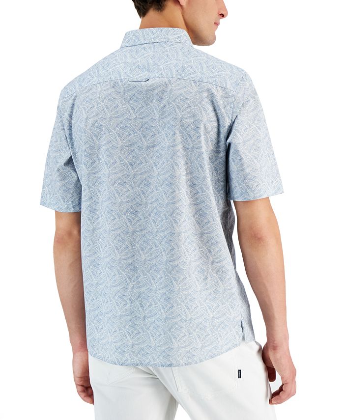 Alfani Men's Regular-Fit Stretch Geo-Print Poplin Popover Shirt ...