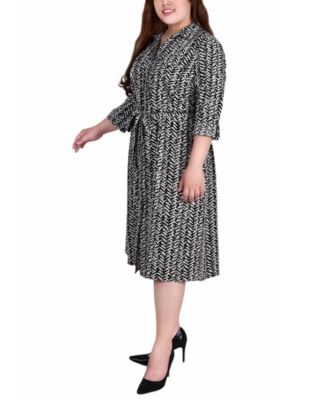 Plus Size Printed Shirt Dress