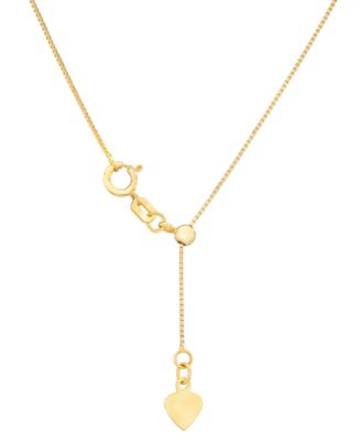 14k Gold Necklace Adjustable 16-20 Box Chain (5/8mm) (Also in White and Rose Gold)
