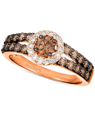 Chocolate Diamond (1 ct. t.w.) & Nude Diamond (1/8 ct. t.w.) Halo Ring in 14k White, Yellow or Rose Gold