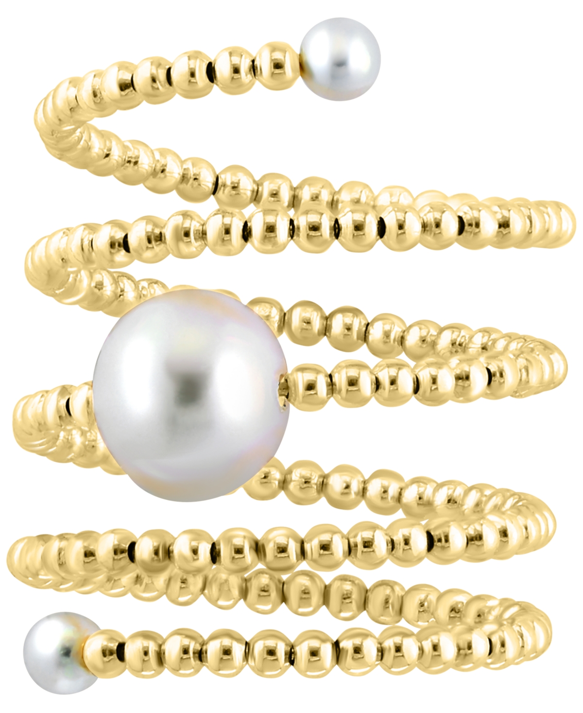 Effy Cultured Freshwater Pearl (3 - 3-1/2mm & 8 - 8-1/2mm) Beaded Coil Ring in 14k Gold - 14K Yellow Gold