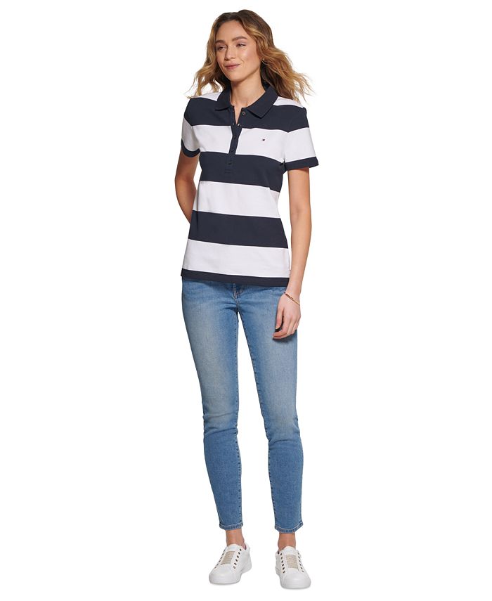 Tommy Hilfiger Women\'s Striped Piqué Polo Shirt - Macy\'s