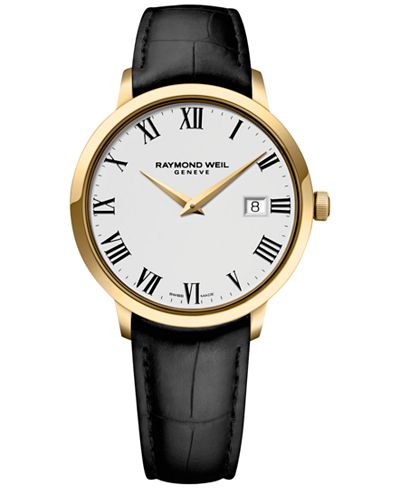 RAYMOND WEIL Men's Swiss Toccata Black Leather Strap Watch 39mm 5488-PC-00300