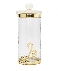 Glass Canister with Design and Marble Lid, Large