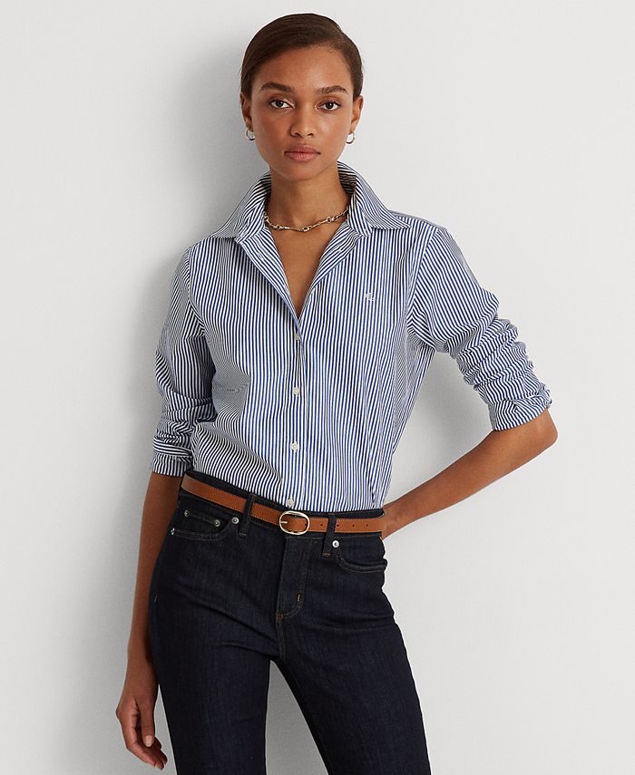 Lauren Ralph Lauren Striped Easy Care Cotton Shirt - Macy's