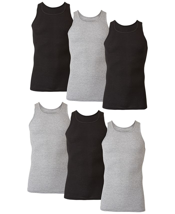 Hanes Mens Ultimate ComfortSoft Dyed Tank 6-Pack, XL, Black 