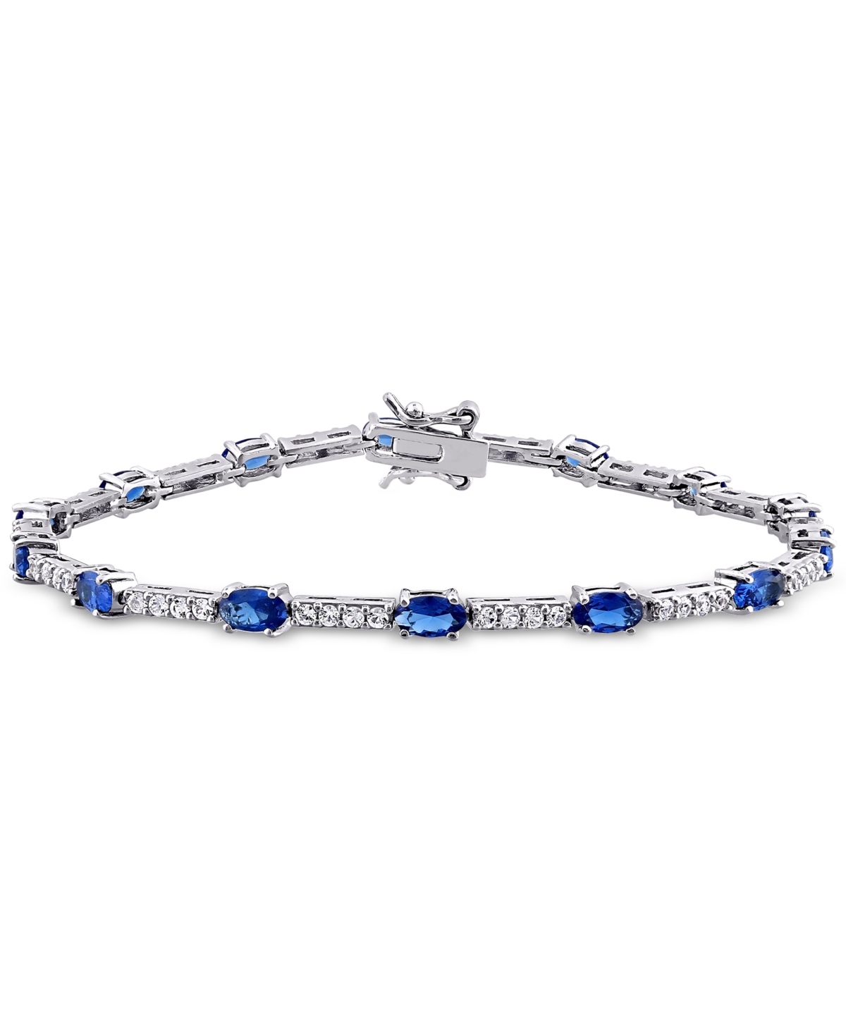 Macy's Lab-grown Blue Sapphire (5-5/8 Ct. T.w.) & Lab-grown White Sapphire (1-1/8 Ct. T.w.) Link Bracelet I