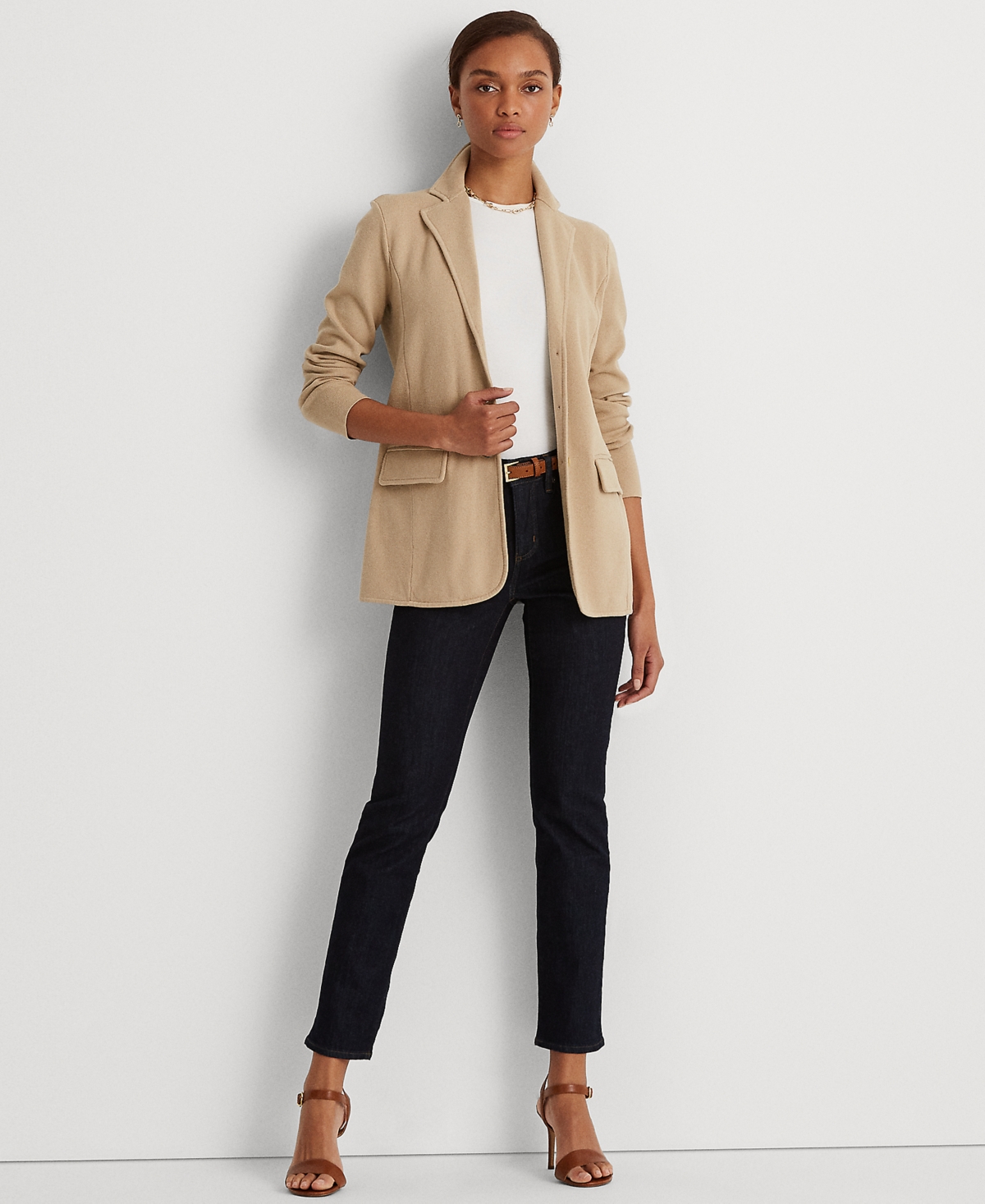 RALPH LAUREN SWEATER-KNIT BLAZER, REGULAR & PETITE 