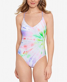 Juniors' Night Lights Lace-Back One-Piece Swimsuit, Created for Macy's