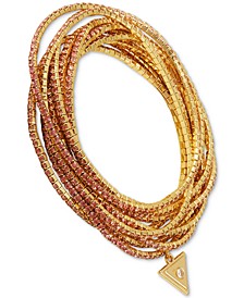 Gold-Tone 10-Pc. Set Triangle Charm Crystal Stretch Bracelets