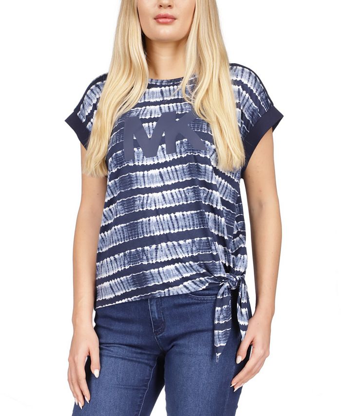 Michael Kors Women s Printed Logo Tie Top Macy s