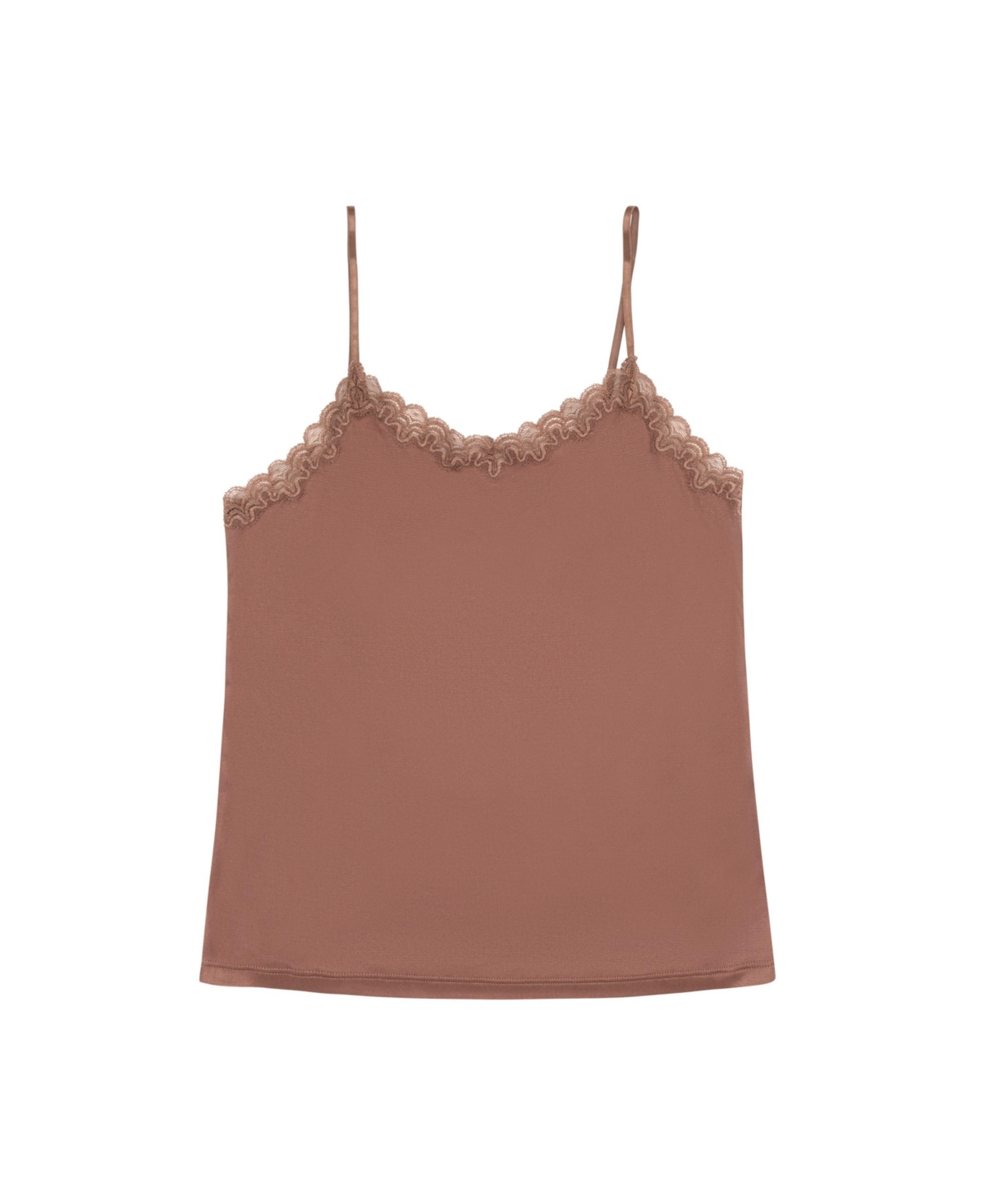 Shop Uwila Warrior Women's Soft Silk Camisole With Scalloped Lace Trim In Toffee