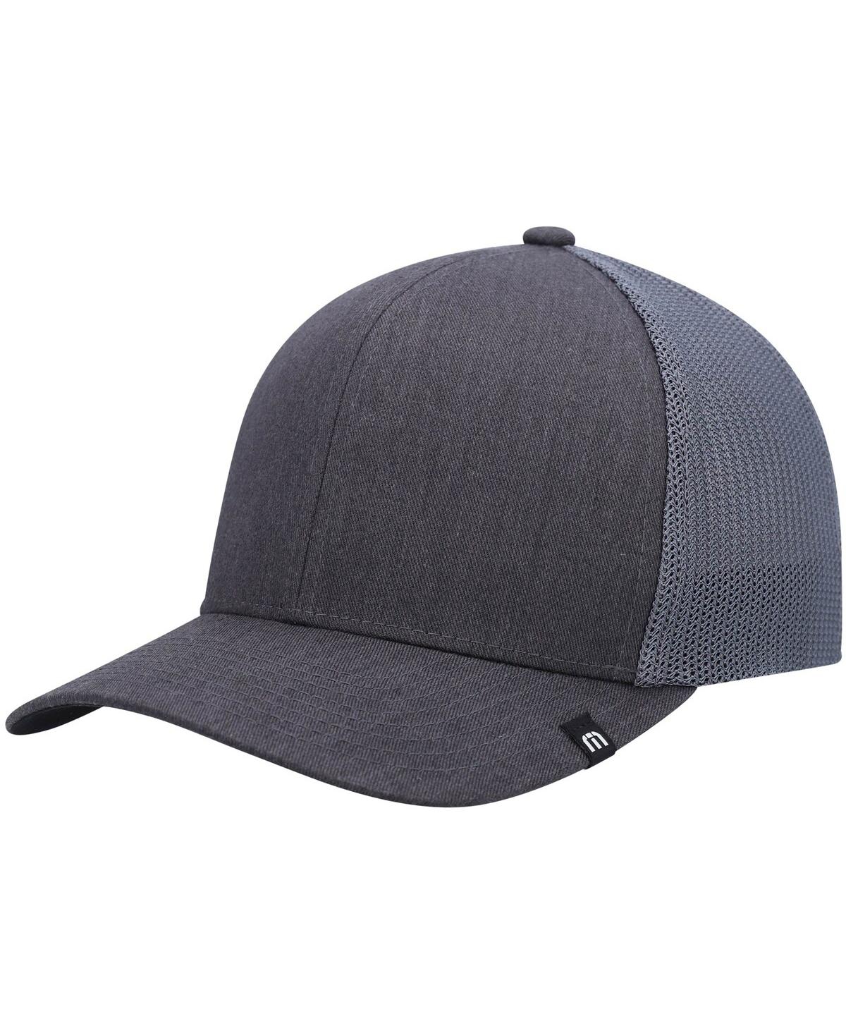 Shop Travis Mathew Men's Travismathew Heathered Charcoal Widder 2.0 Trucker Snapback Hat In Black