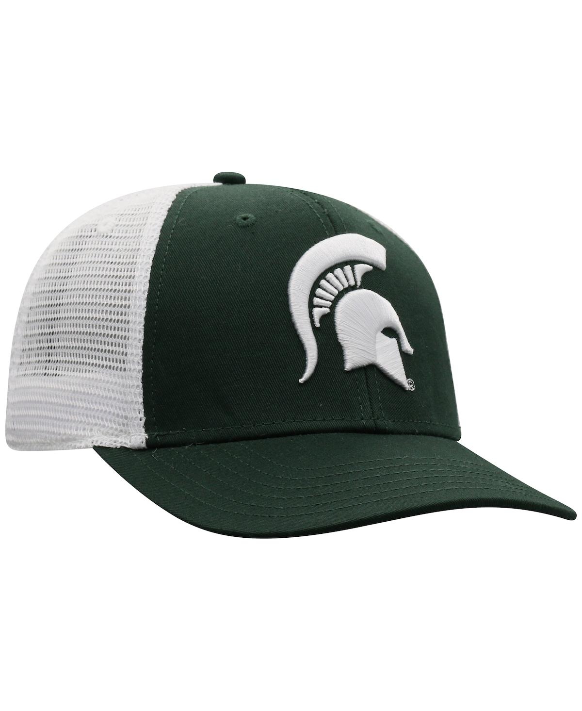 Shop Top Of The World Men's  Green, White Michigan State Spartans Trucker Snapback Hat In Green,white