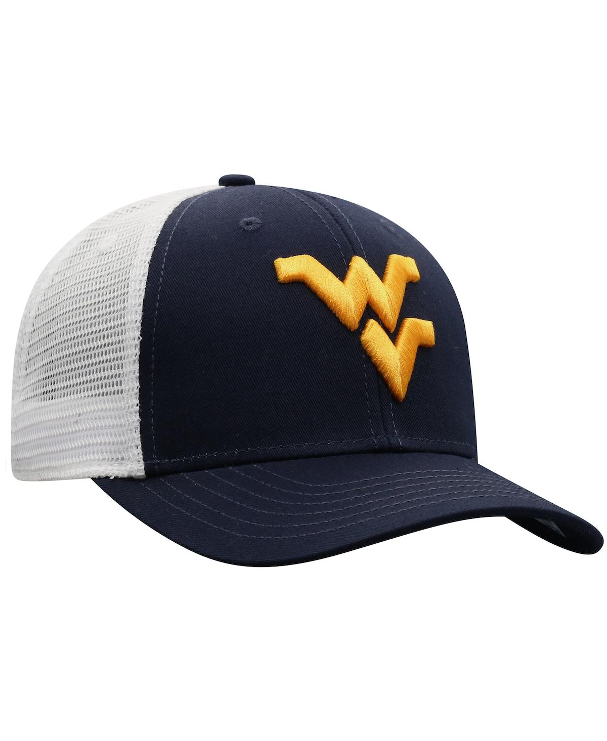 Shop Top Of The World Men's  Navy, White West Virginia Mountaineers Trucker Snapback Hat In Navy,white