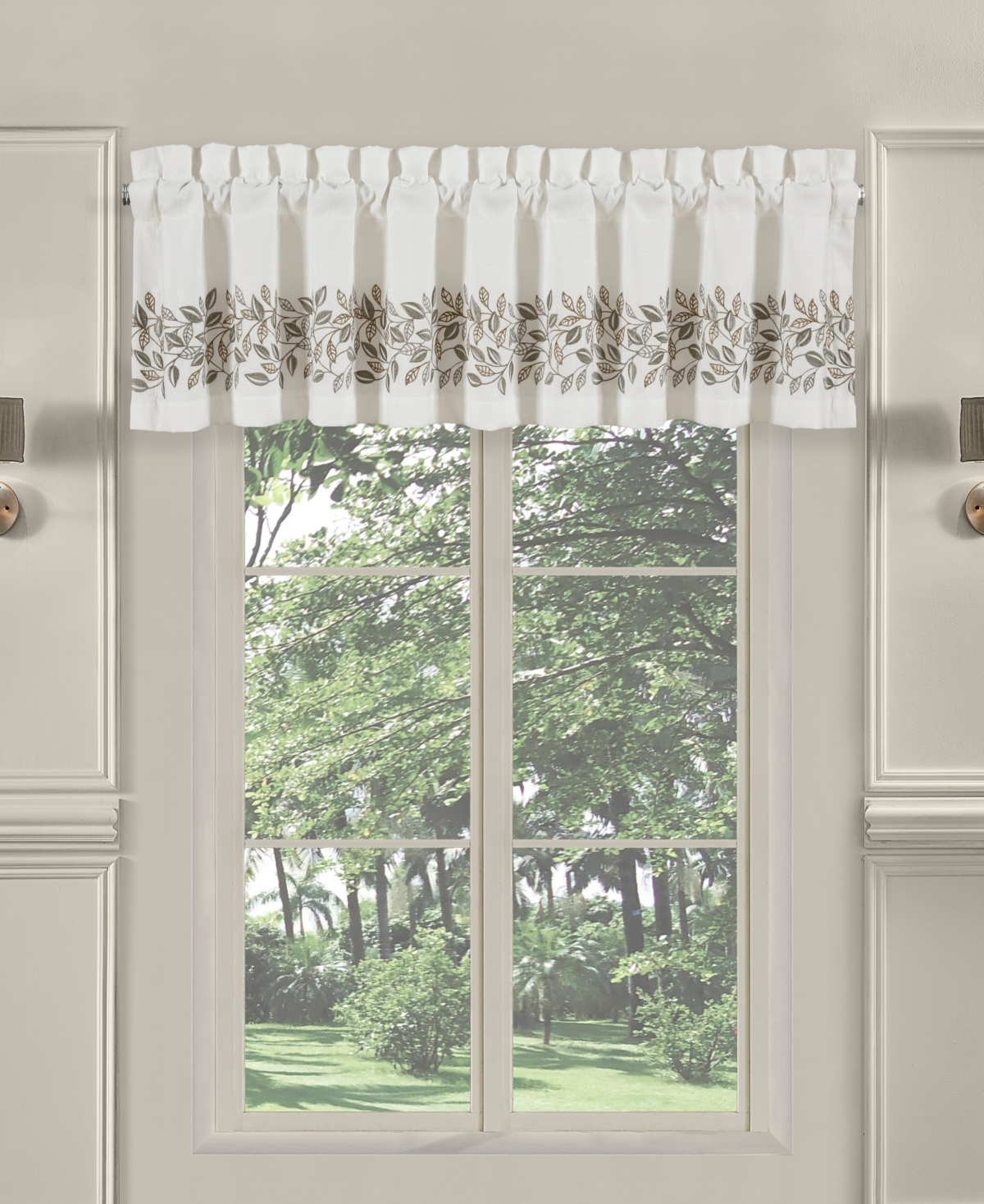 Closeout! Royal Court Laurel Straight Window Valance, 17" x 72" - White