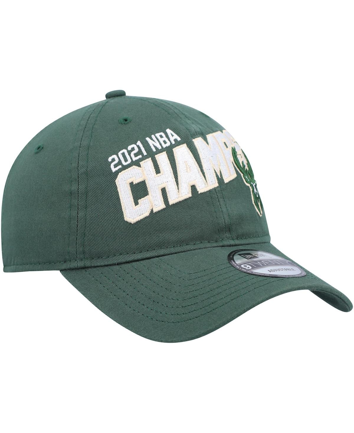NEW ERA MEN'S NEW ERA HUNTER GREEN MILWAUKEE BUCKS 2021 NBA FINALS CHAMPIONS BLOCK ON THE COURT 9TWENTY ADJU 
