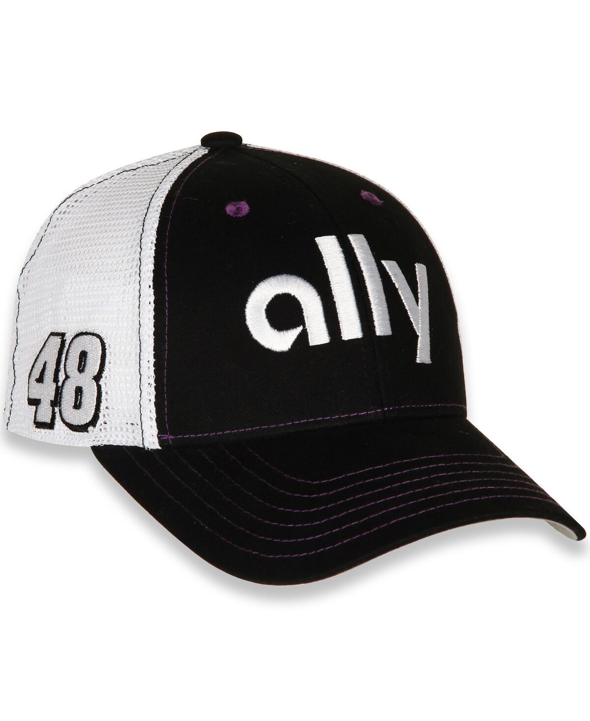 Fanatics Men's Hendrick Motorsports Team Collection Black, White Alex Bowman Ally Sponsor Adjustable Trucker In Black,white