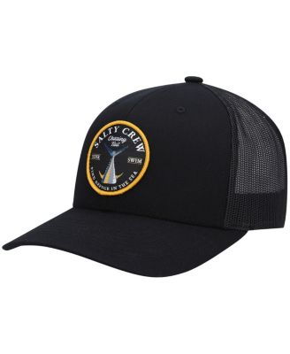 Casquette Trucker Rétro Salty Crew 'Bottom Dweller' - Panneau Avant Gris, Dos Maille Noir - Réglable Snapback - 65% Polyester, 35% Coton