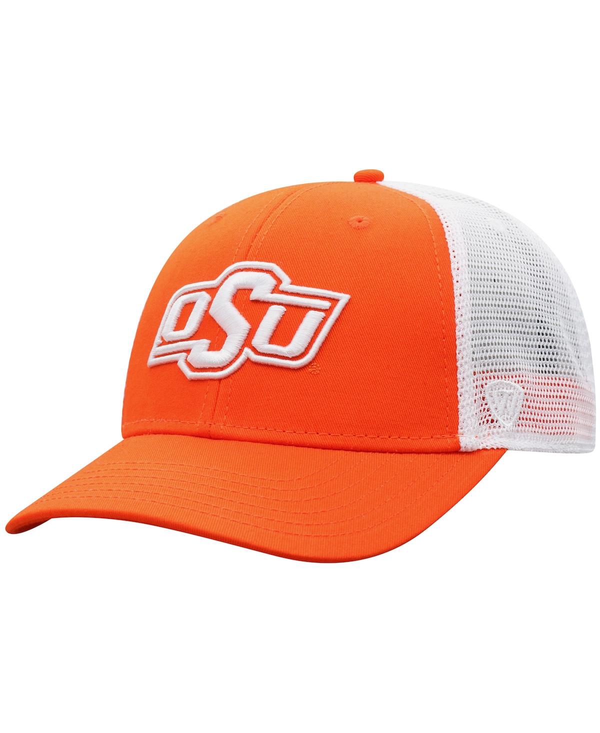 Top Of The World Men's  Orange, White Oklahoma State Cowboys Trucker Snapback Hat In Orange,white