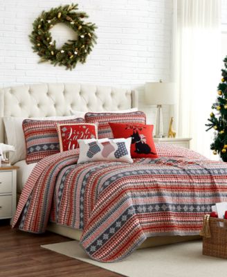 Cozy Cottage Holiday Reversible 6-Pc. Quilt Set, Full/Queen