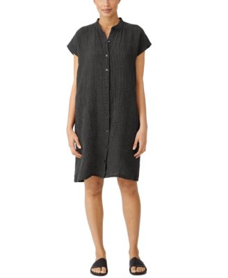 Eileen Fisher - Organic Linen Mandarin-Collar Dress