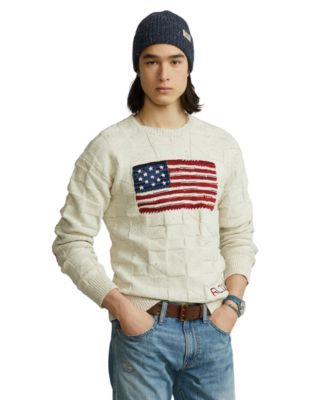 ralph lauren american flag sweater white