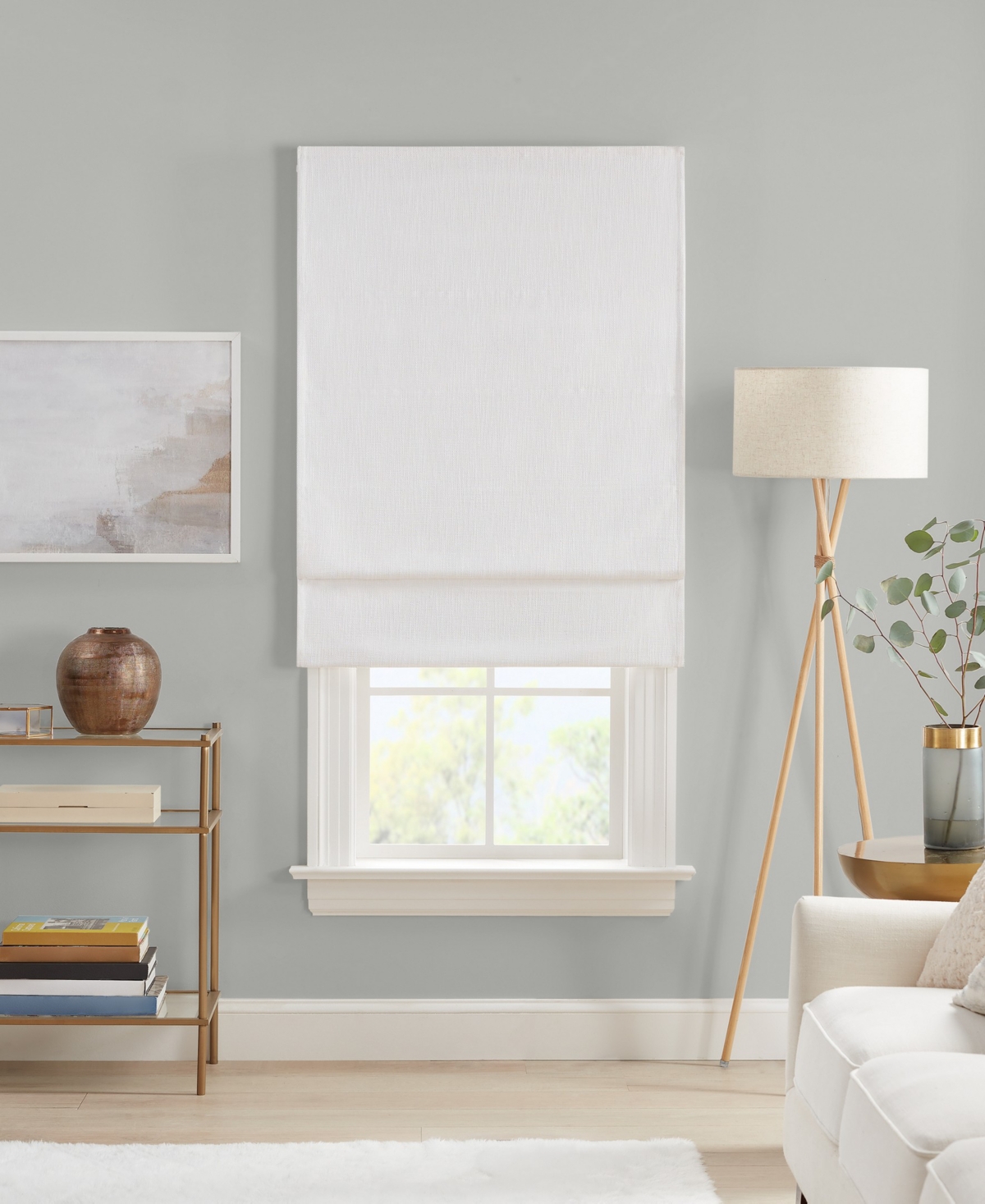 Eclipse Drew Blackout Textured Solid Cordless Roman Shade, 64" X 31" In White