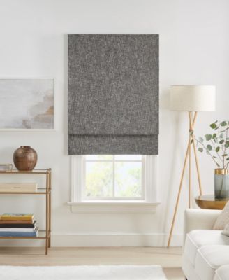 Drew Blackout Textured Solid Cordless Roman Shade, 64" x 27"