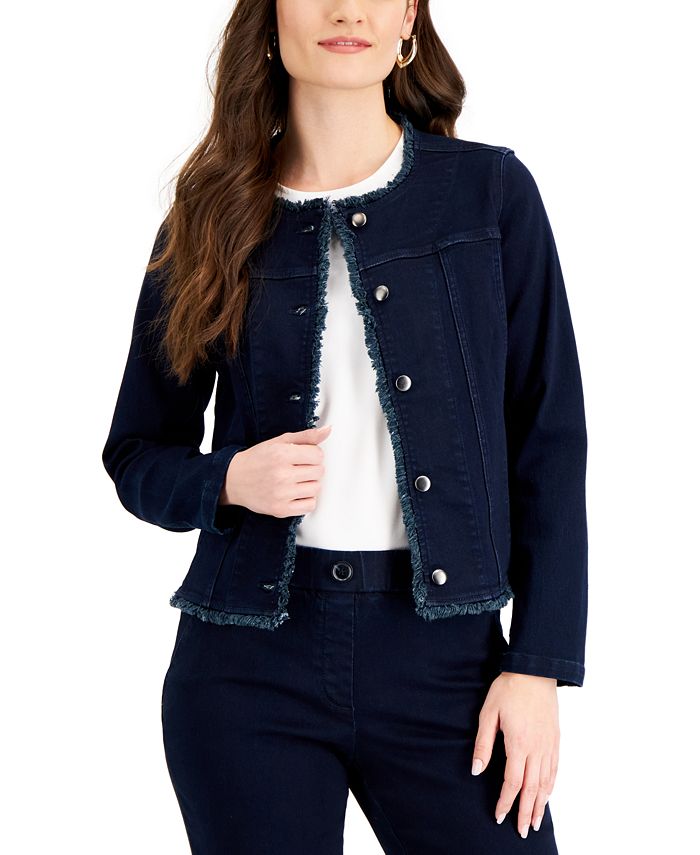Kasper Women's Fringe Denim Jacket - Macy's