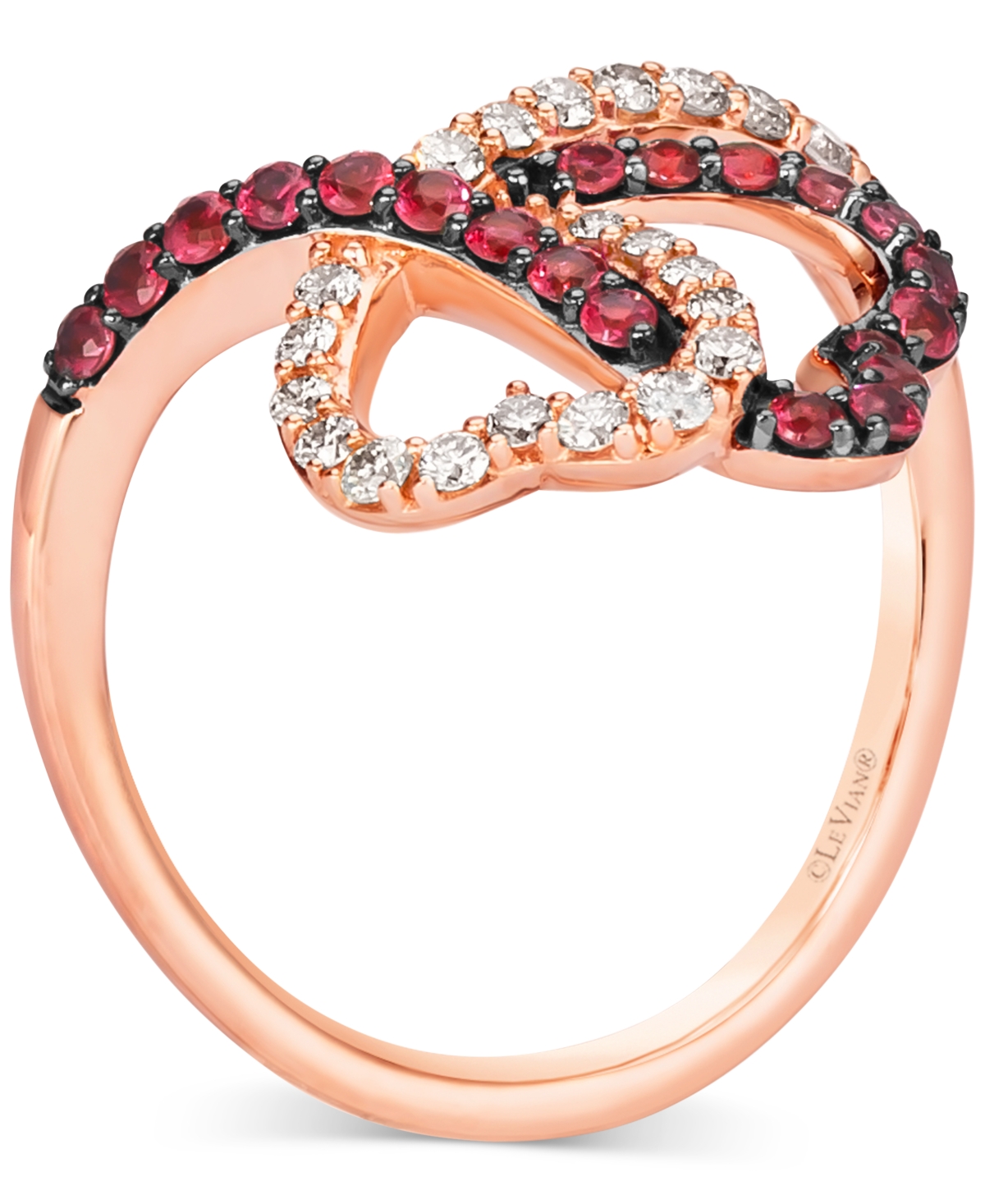 Le Vian Passion(3/8 ct. t.w.) & Nude Diamond (1/3 ct. t.w.) Interlocking Hearts Ring in 14k Rose Gold - Ruby