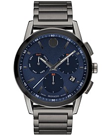 Men's Swiss Chronograph Museum Sport Gray PVD Stainless Steel Bracelet Watch 43mm