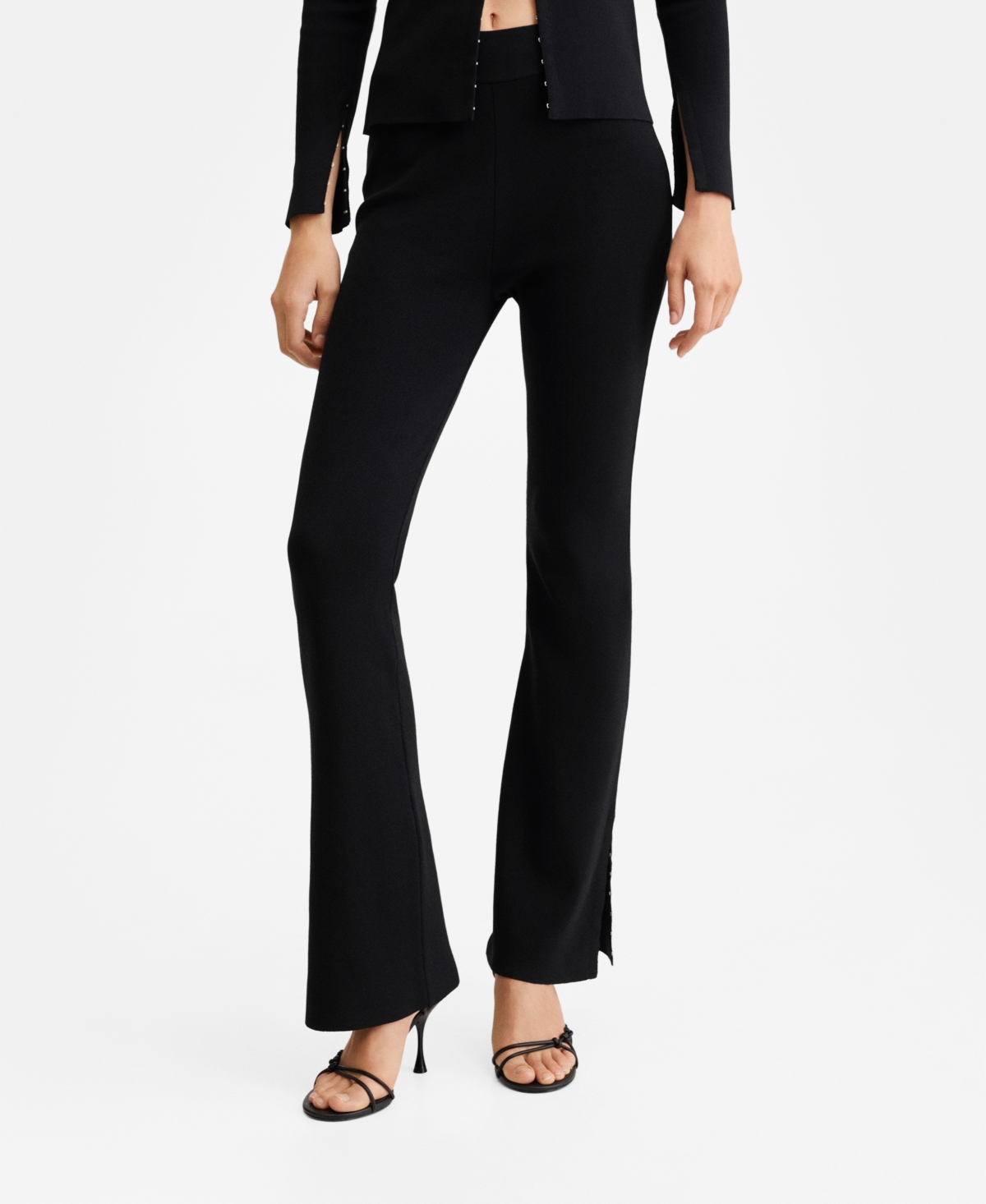 Mango Women's Side Slit Flowy Pants In Black ModeSens
