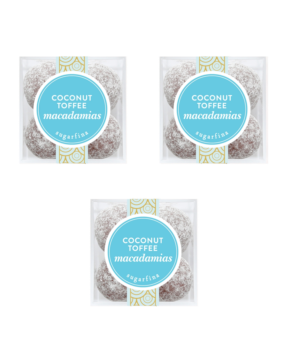 Sugarfina Coconut Toffee Macadamias - Small Cube Kit (Pack of 3)