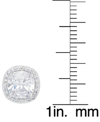 Women's Fine Silver Plated White Cubic Zirconia Cushion Halo Set, 3 Pieces