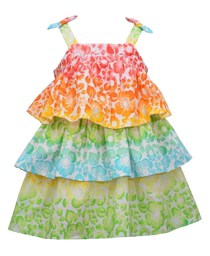 Bonnie Baby Baby Girls Sleeveless Triple Tiered Tropical Print