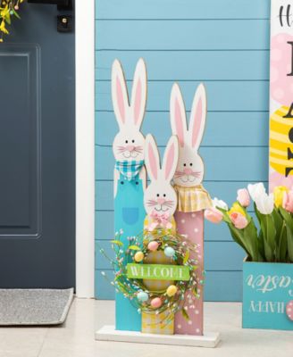 30"H Easter Wooden Bunny Family Standing Decor