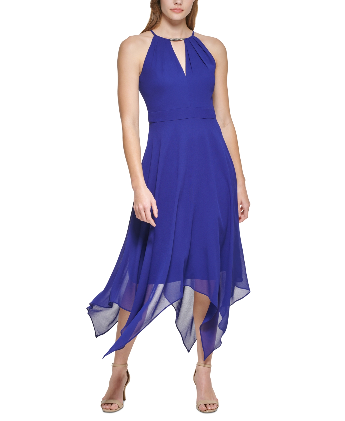 Vince Camuto Petite Halter neck Midi Dress In Indigo ModeSens