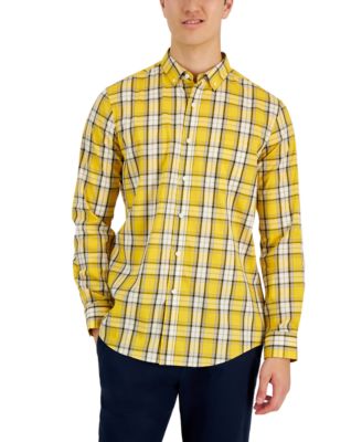 Club Room - Men's Sam Plaid Poplin Long-Sleeve Button-Down Pocket Shirt