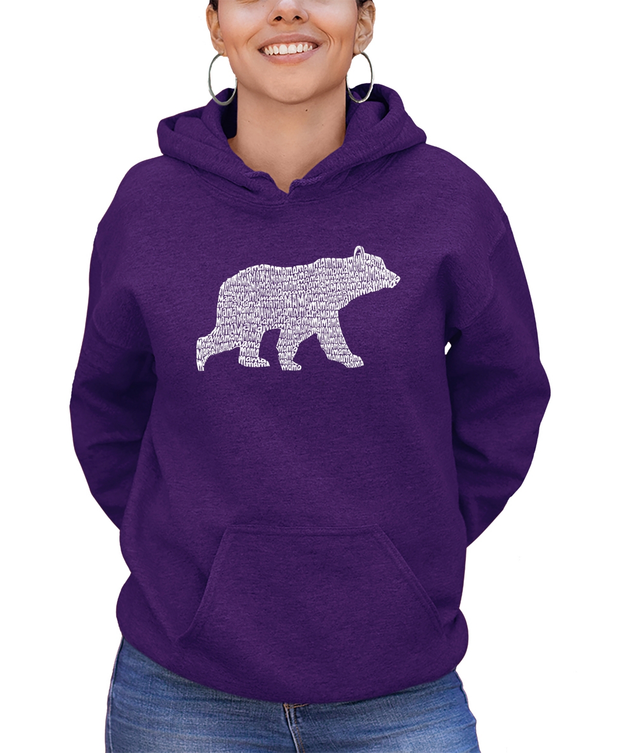 Women's Hooded Word Art Mama Bear Sweatshirt Top