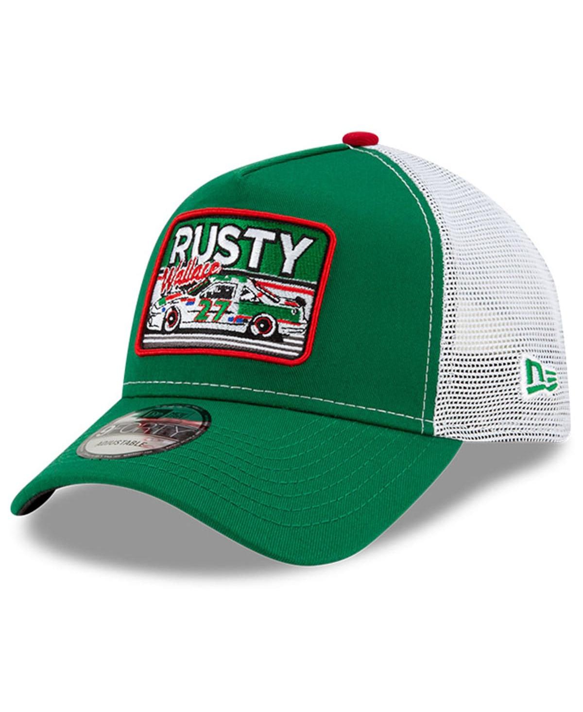 Shop New Era Men's  Green, White Rusty Wallace Legends 9forty A-frame Adjustable Trucker Hat In Green,white