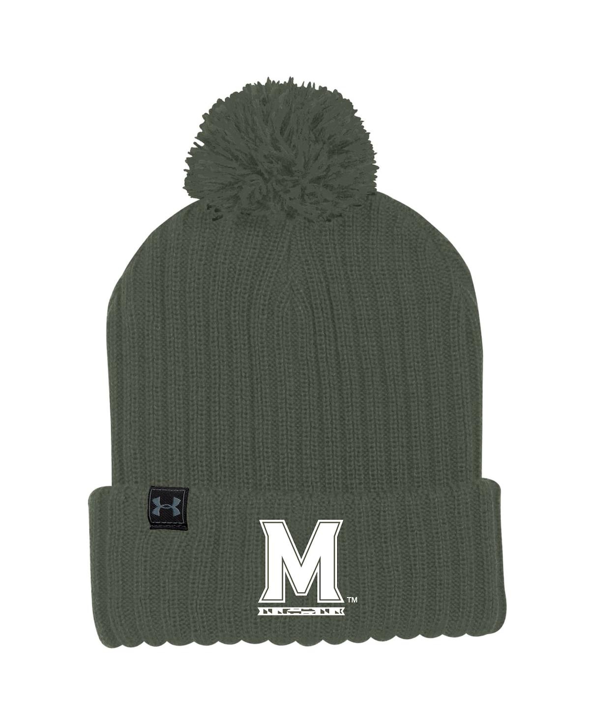 Shop Under Armour Men's  Olive Maryland Terrapins Freedom Cuffed Pom Knit Hat
