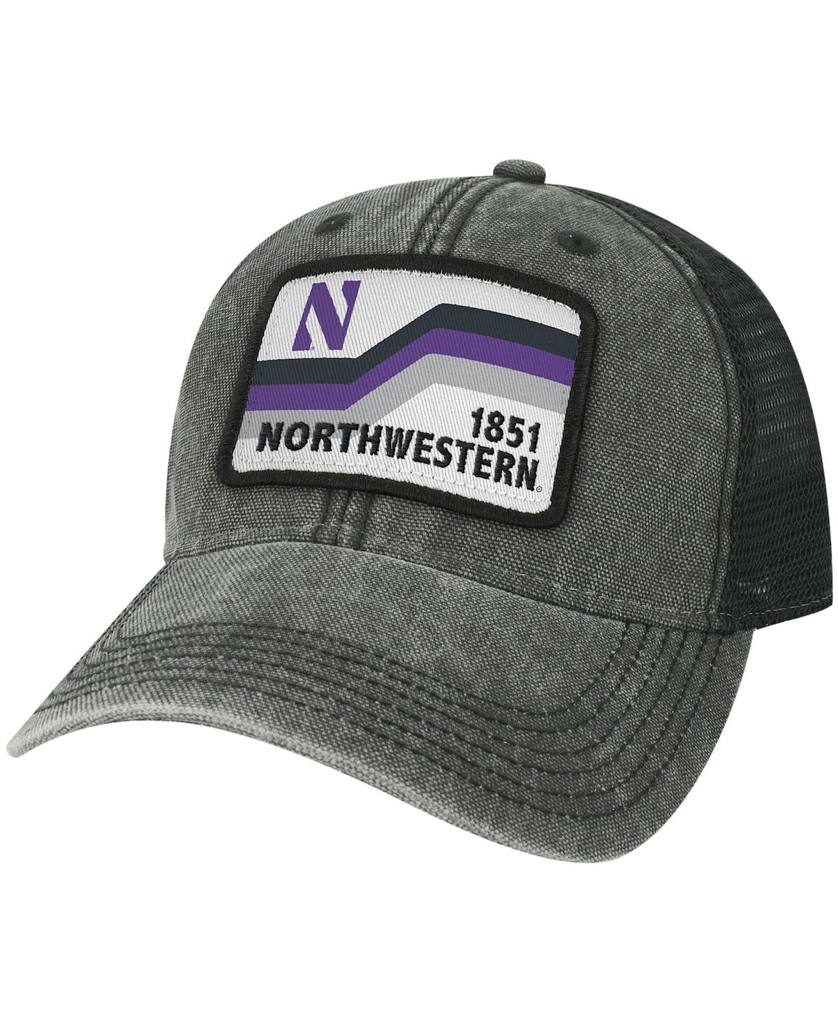 Shop Legacy Athletic Men's Black Northwestern Wildcats Sun & Bars Dashboard Trucker Snapback Hat