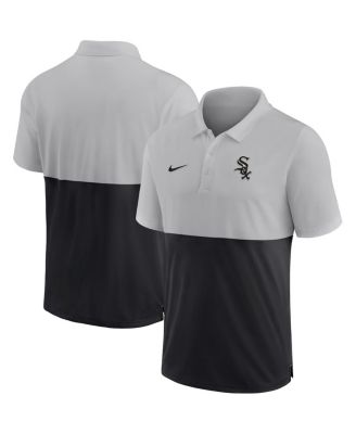 Men s Silver Black Chicago White Sox Team Baseline Striped Performance Polo Shirt