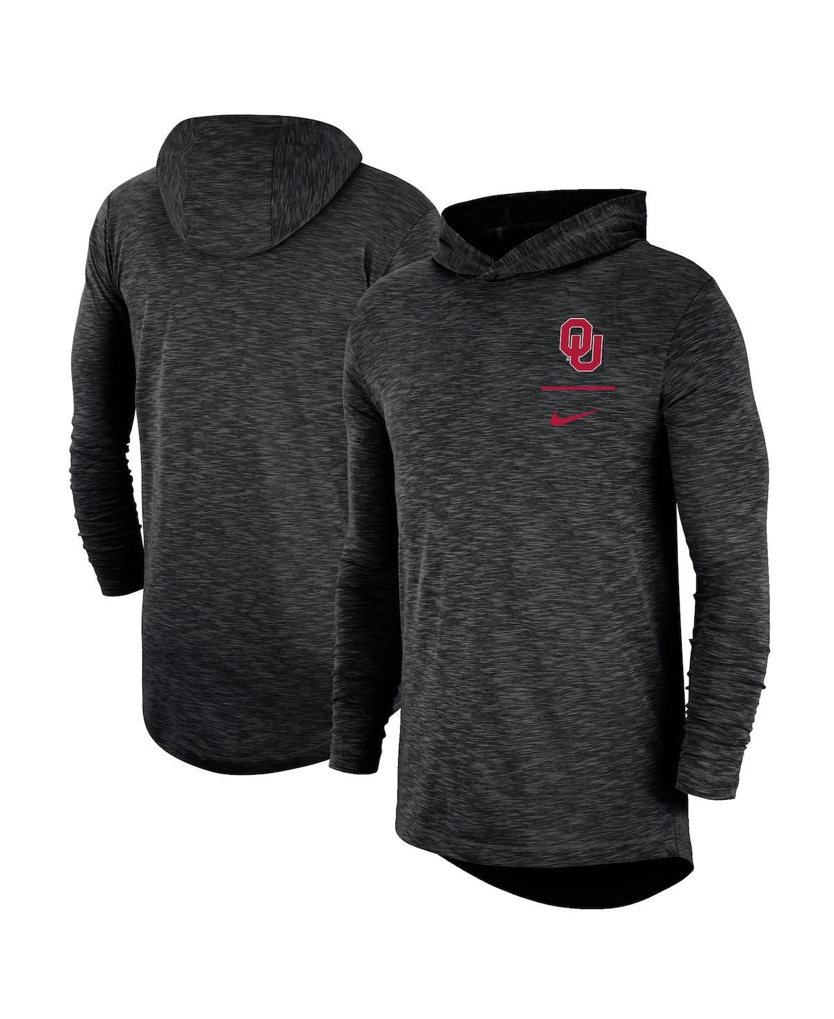 Nike Black Oklahoma Sooners Slub Performance Long Sleeve Hoodie T-shirt In Black