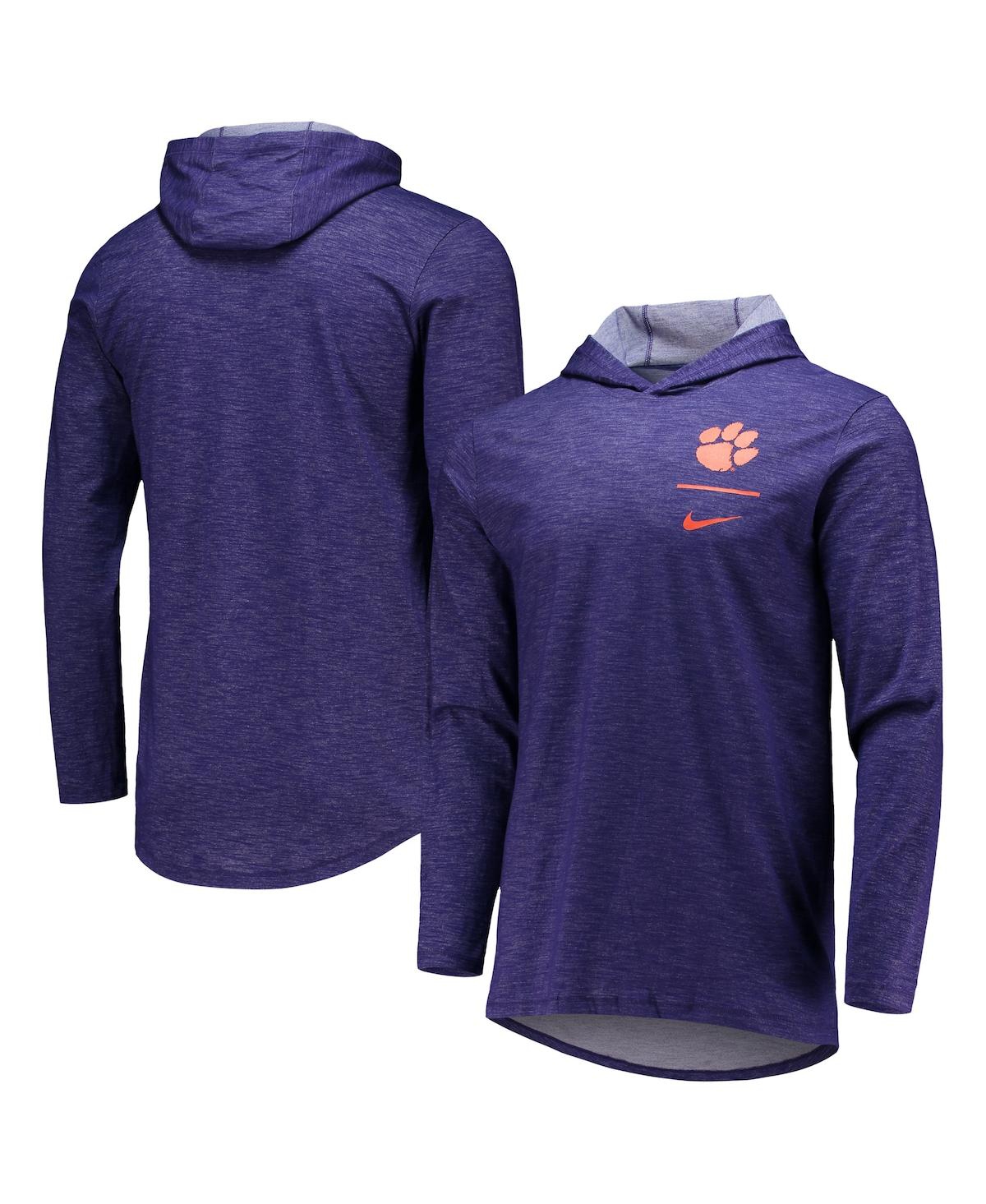 Men's Nike Purple Clemson Tigers Slub Space-Dye Performance Long Sleeve Hoodie T-shirt