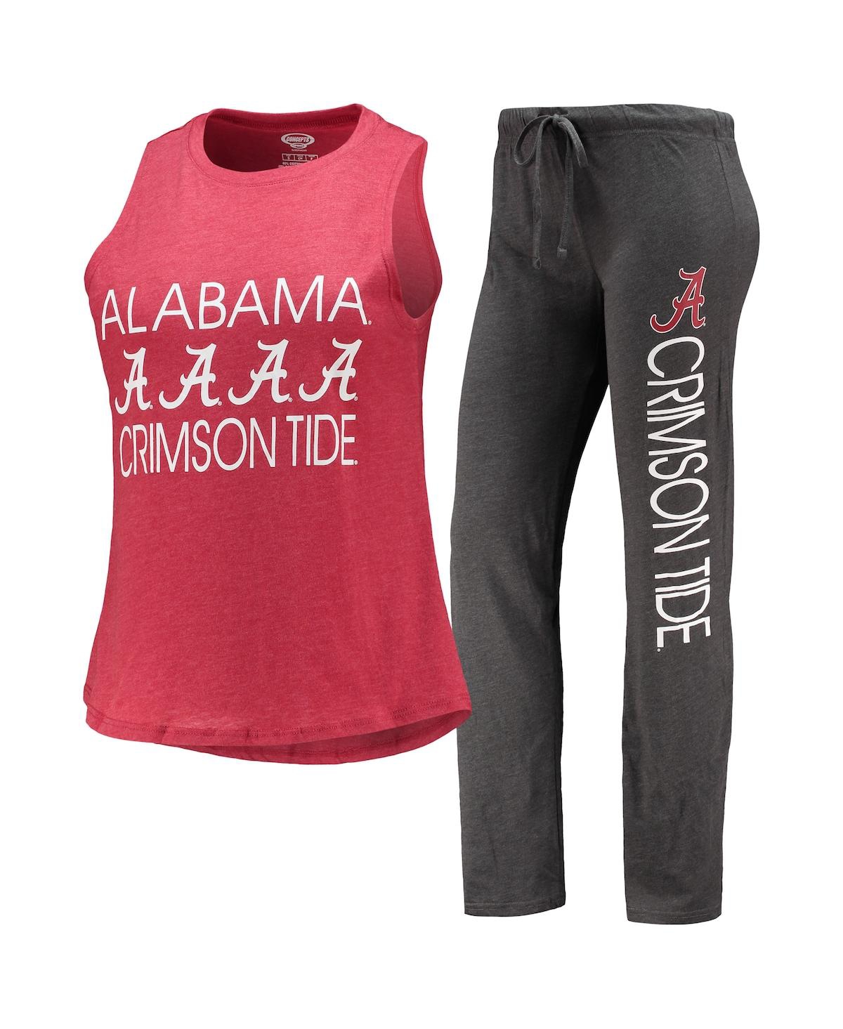 Shop Concepts Sport Women's  Charcoal, Crimson Alabama Crimson Tide Tank Top And Pants Sleep Set In Charcoal,crimson